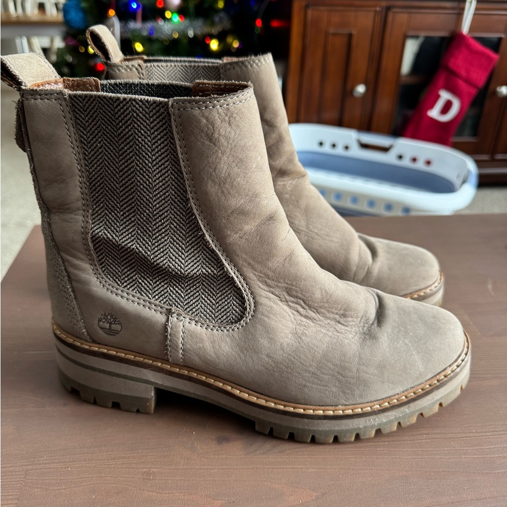 Timberland Tan Herringbone Ankle Boots